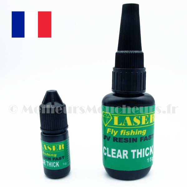 Résine UV LASER 5g CLEAR THICK – Transparente, Pour Montage Mouche, Truite, France